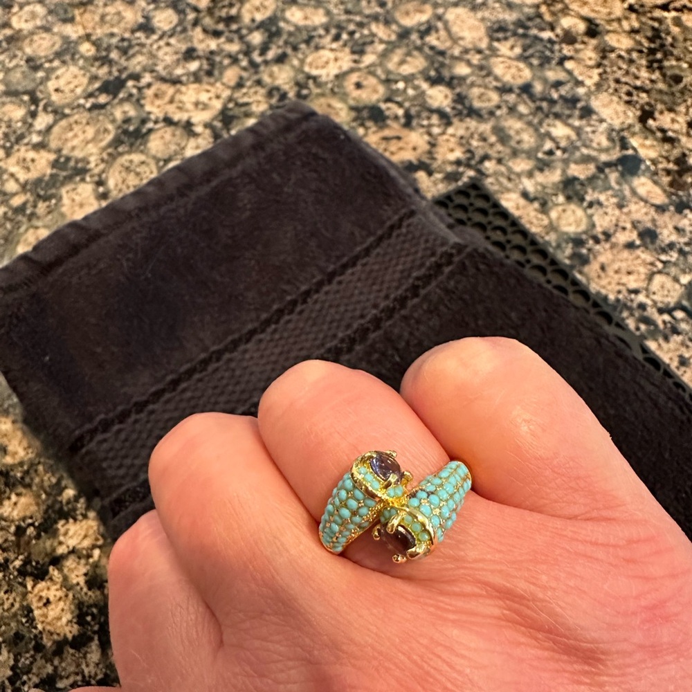 Turquoise Gold Costume Stone Ring